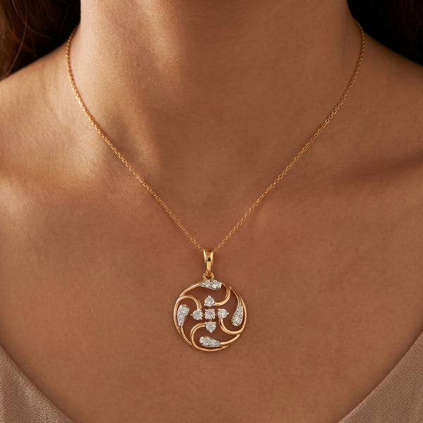 Spiral 18kt Gold Daily Wear Diamond Pendant for Women