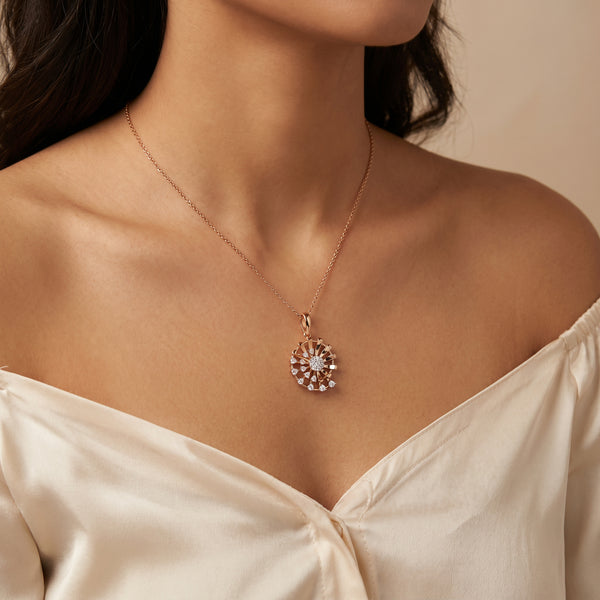 Sunburst 18kt Gold Daily Wear Diamond Pendant for Women