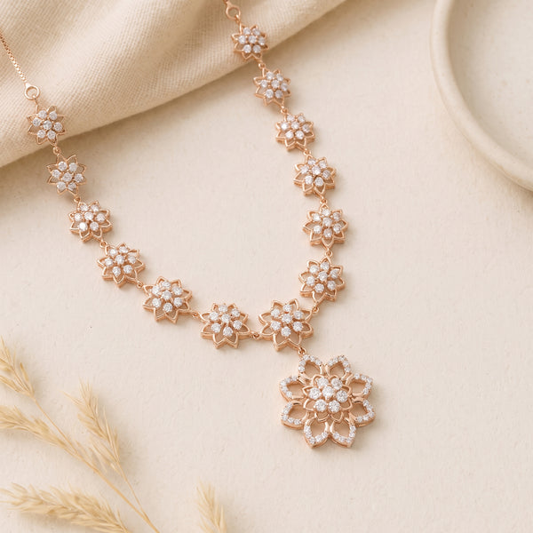 Floral Cluster Diamond 18KT Necklace