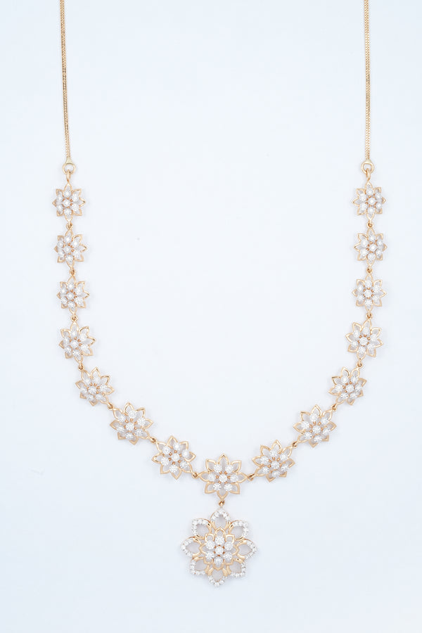 Floral Cluster Diamond 18KT Necklace