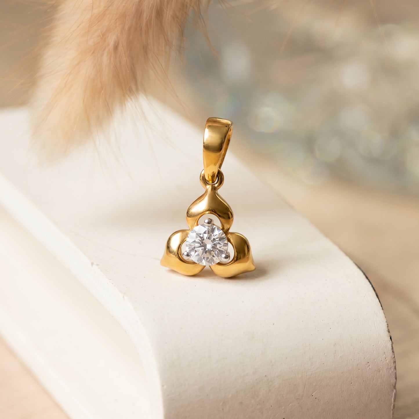 Chakra 18kt Gold Party Wear Diamond Pendant for Women