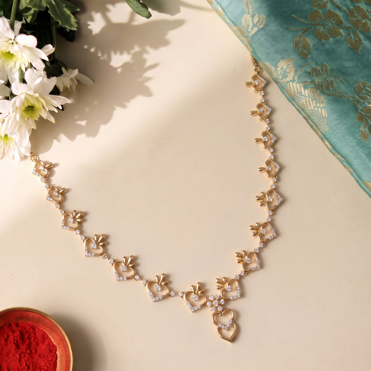 Open Heart Diamond Link 18KT Necklace