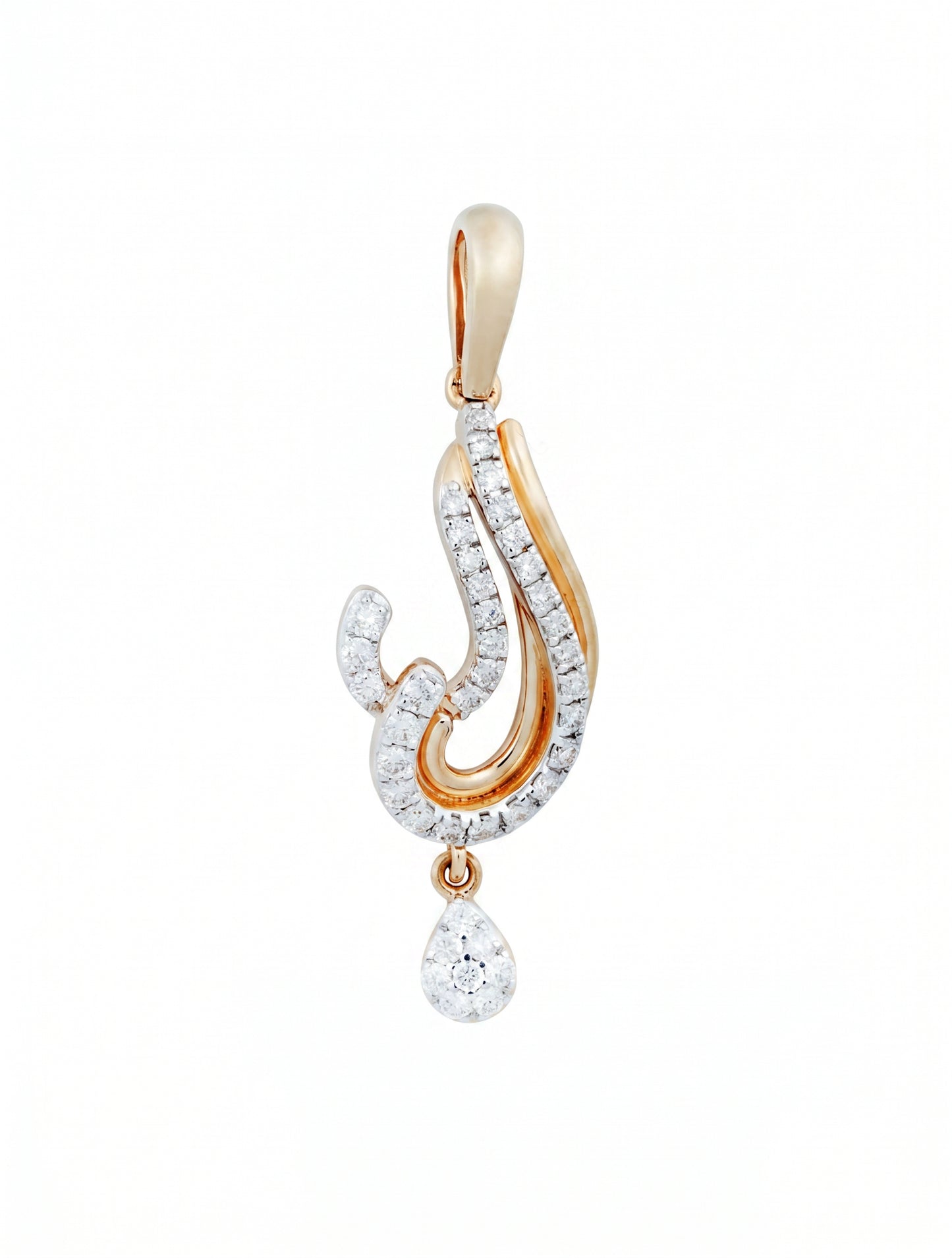 Swirl 18kt Gold Party Wear Diamond Pendant for Women