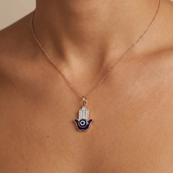 Hamsa 18kt Rose Gold Daily Wear Diamond Pendant for Women