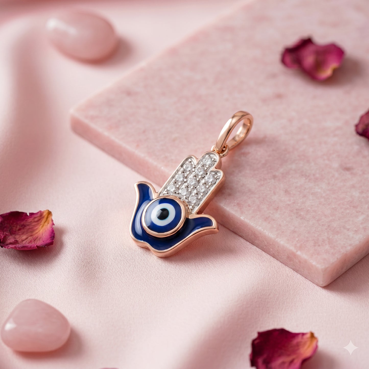 Hamsa 18kt Rose Gold Daily Wear Diamond Pendant for Women