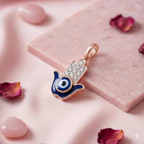 Hamsa 18kt Rose Gold Daily Wear Diamond Pendant for Women
