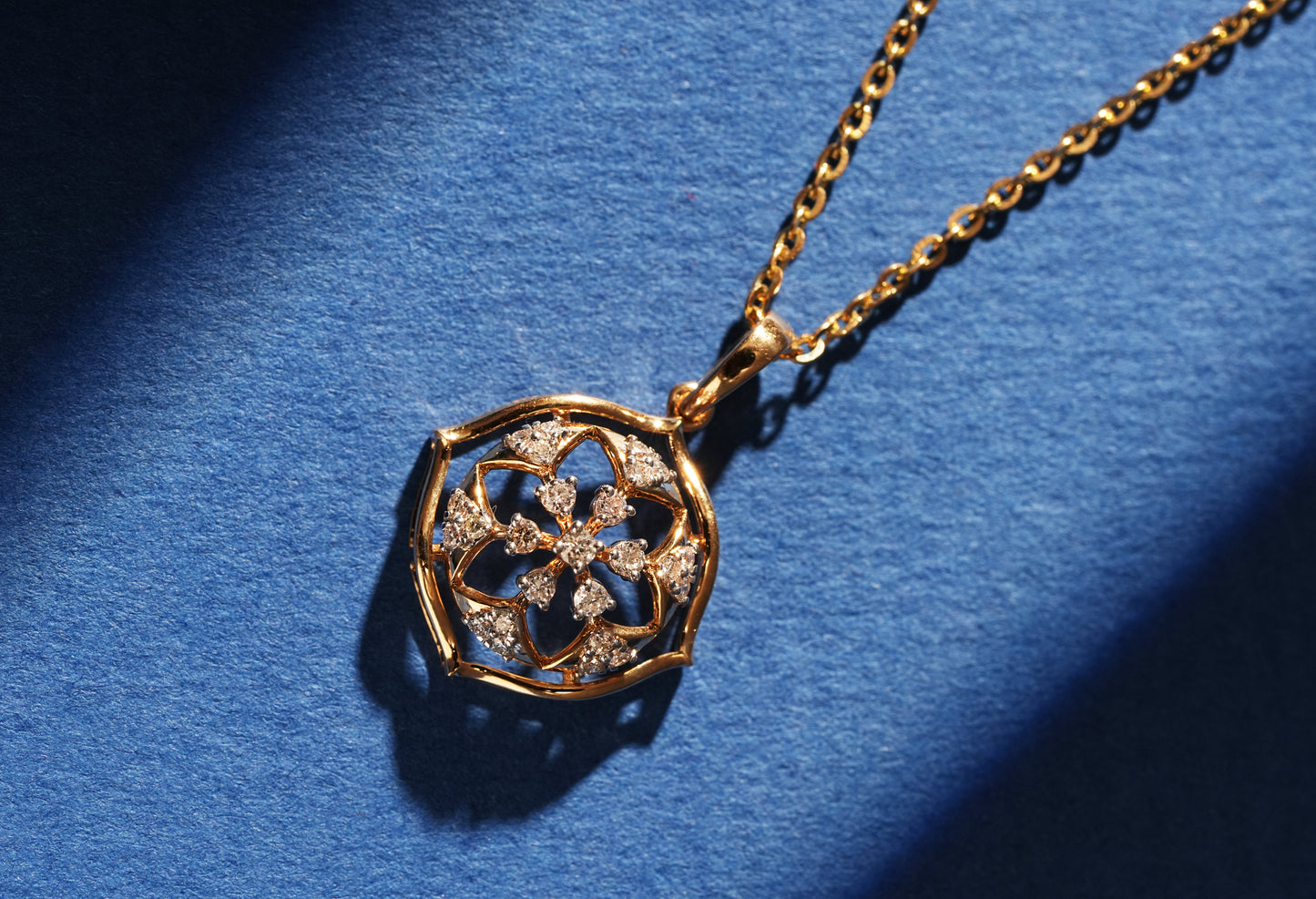 Rosette 18kt Yellow Gold Daily Wear Diamond Pendant for Women