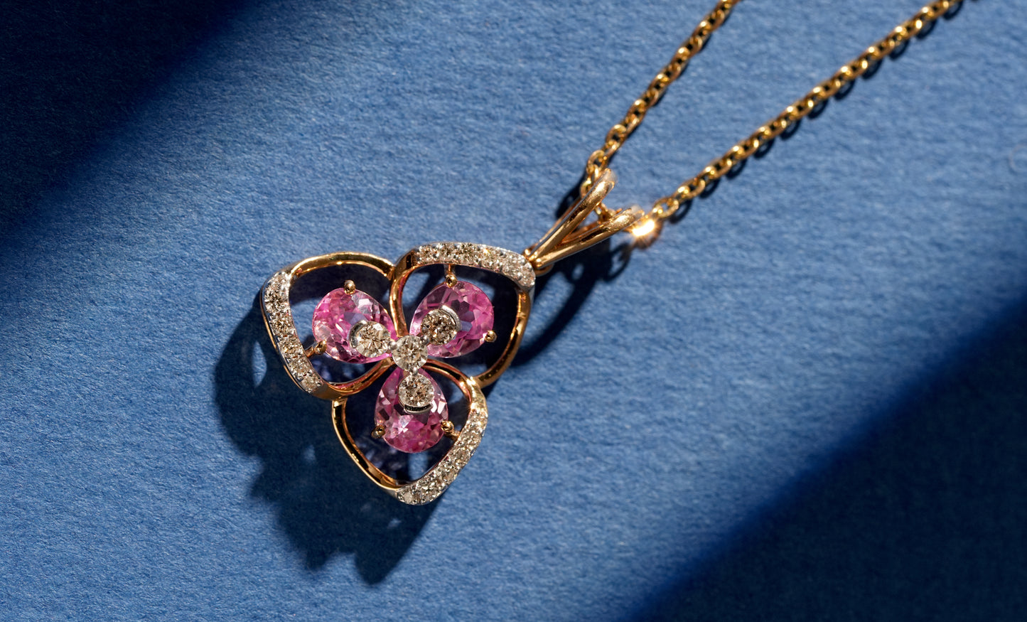 Blossom 18kt Yellow Gold Party Wear Diamond Pendant for Women
