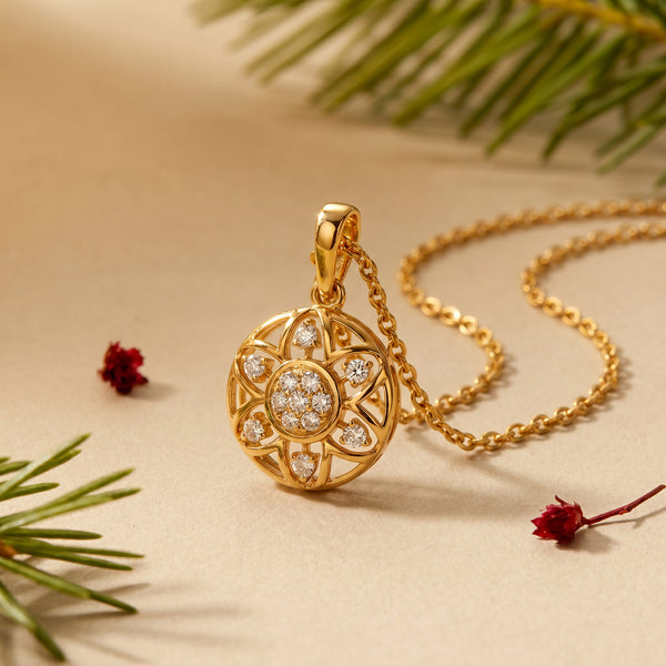 Lotus 18kt Gold Daily Wear Diamond Pendant for Women