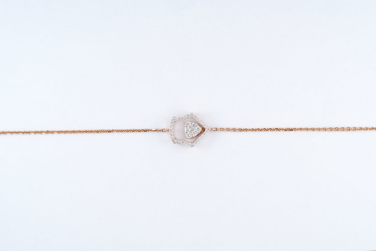 Rose gold 18KT diamond geometric pentagon bracelet, Lille by Challani