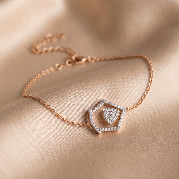 Rose Gold Geometric 18KT Diamond Bracelet