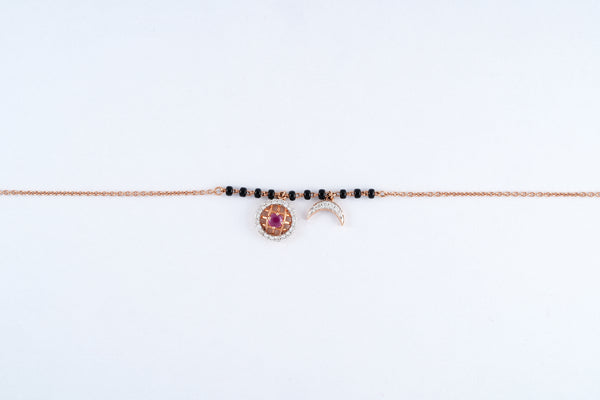 Rose Gold Moon Charm 18KT Diamond Bracelet
