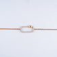 Rose gold 18KT diamond open rectangle bracelet, Lille by Challani