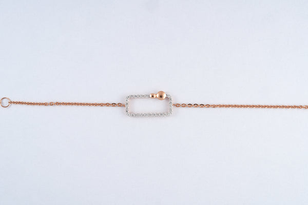 Rose Gold Open Rectangle 18KT Diamond Bracelet