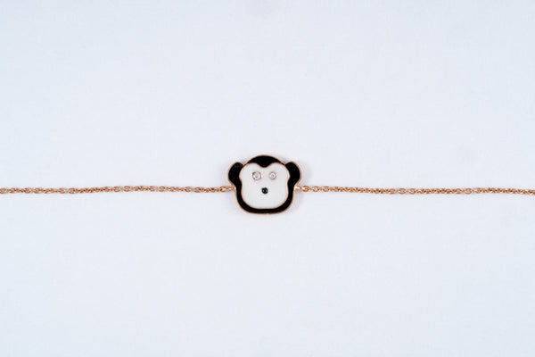 Monkey Face Enamel Kids 18KT Bracelet