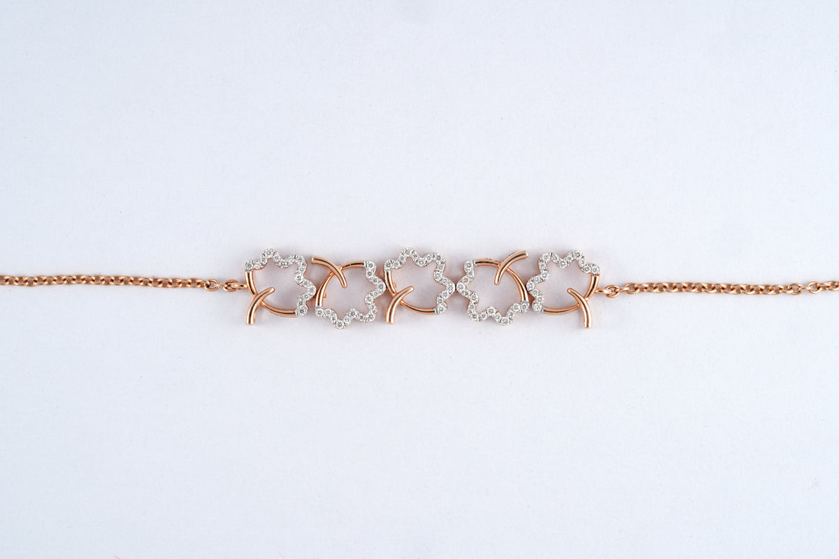 Rose Gold Scalloped 18KT Diamond Bracelet