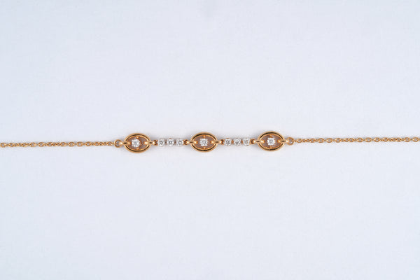 Oval Diamond Station 18KT Bracelet