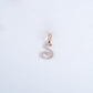 18KT rose gold pendant in the shape of the letter S with diamonds