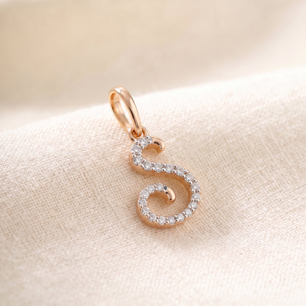 Letter S Diamond 18KT Pendant
