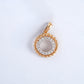 18KT gold pendant with diamond circle and beaded border