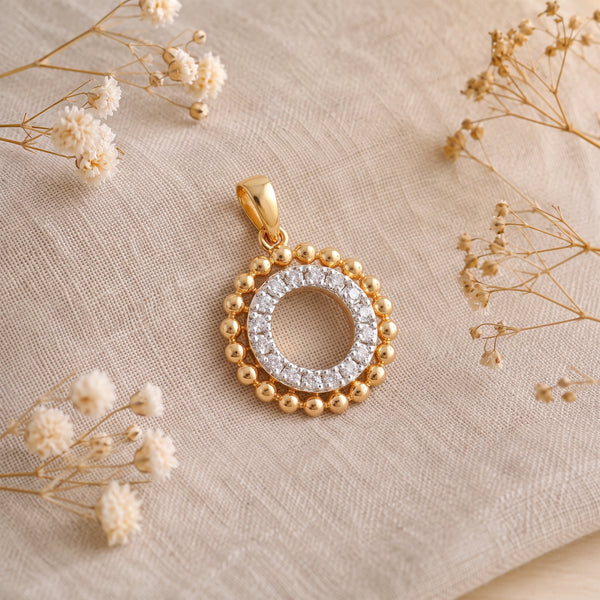 Beaded Diamond Circle 18KT Pendant