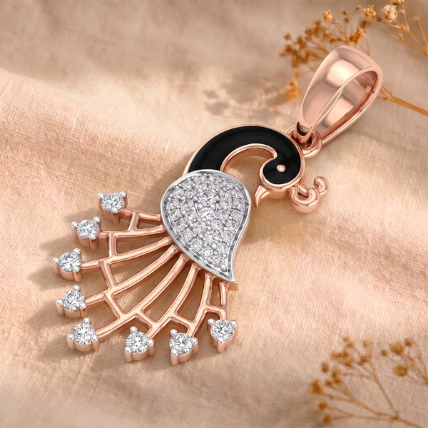 Rose Gold Peacock 18KT Diamond Pendant