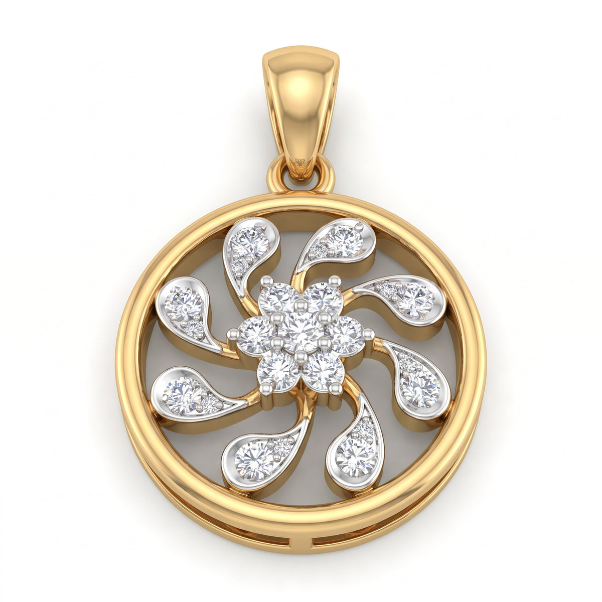 Yellow Gold Round 18KT Diamond Pendant