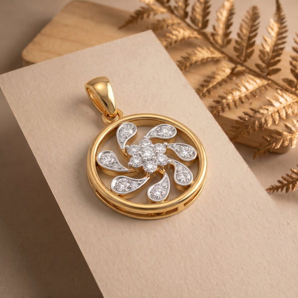 Yellow Gold Round 18KT Diamond Pendant