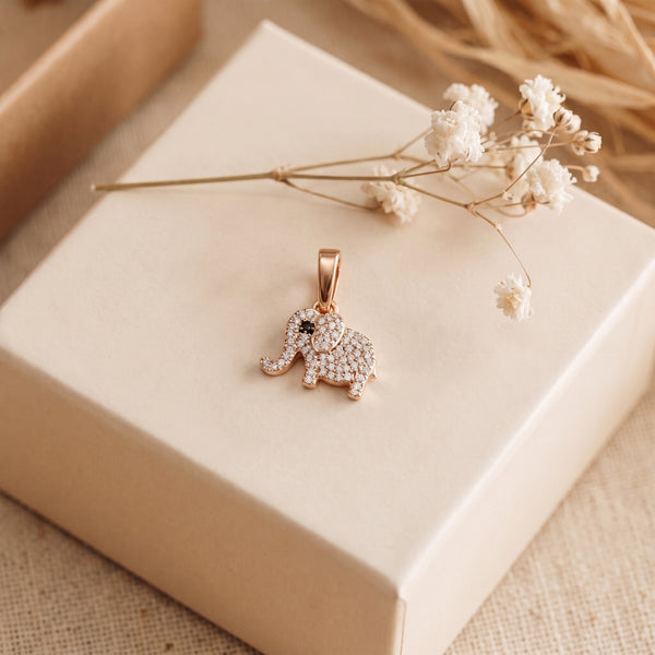 Rose Gold Elephant 18KT Diamond Pendant