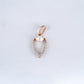 18KT rose gold pendant with pearl and diamond teardrop outline