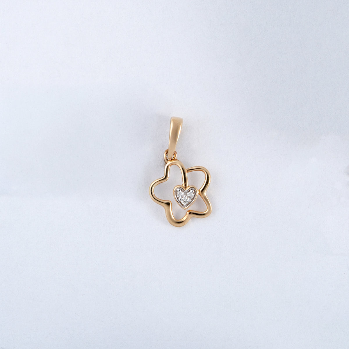 Flower Heart Pendant 18kt Gold for Women