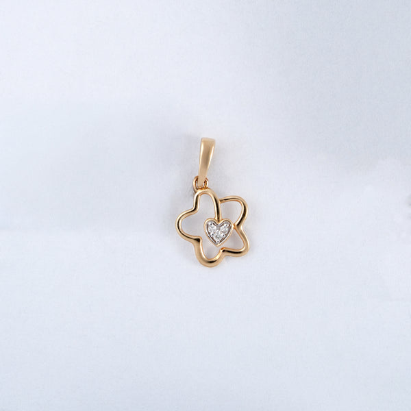 Flower Heart Pendant 18kt Gold for Women