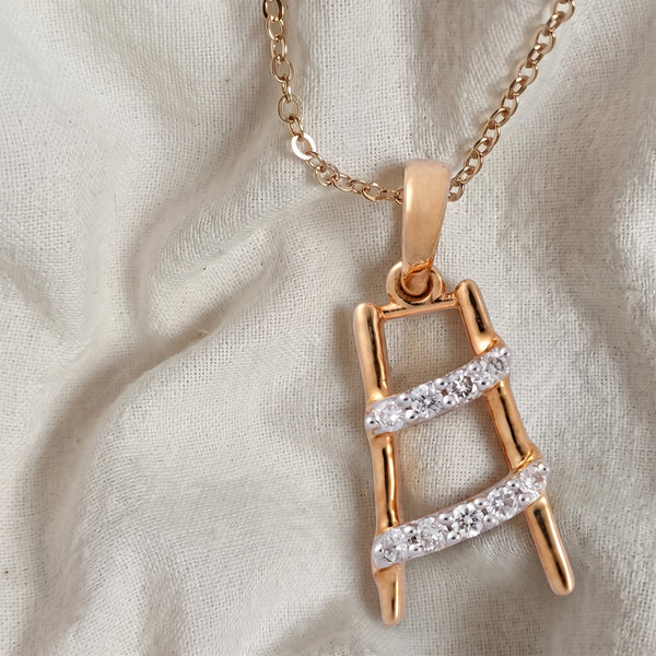 Rose Gold Ladder 18KT Diamond Pendant