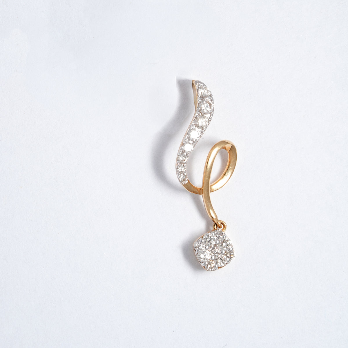 Rose Gold Swirl 18KT Diamond Drop Earring