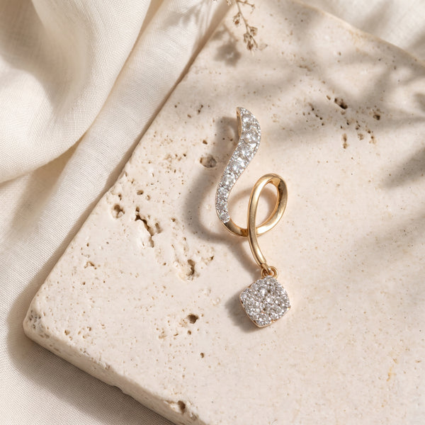Rose Gold Swirl 18KT Diamond Drop Earring