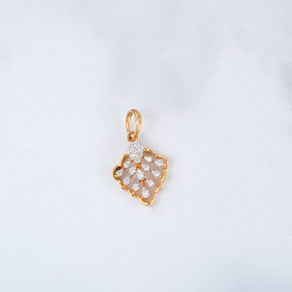 Yellow Gold Leaf 18KT Diamond Pendant
