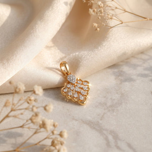 Yellow Gold Leaf 18KT Diamond Pendant