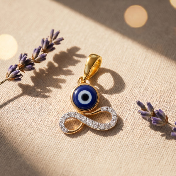 Deep Blue Evil Eye 18KT Diamond Pendant