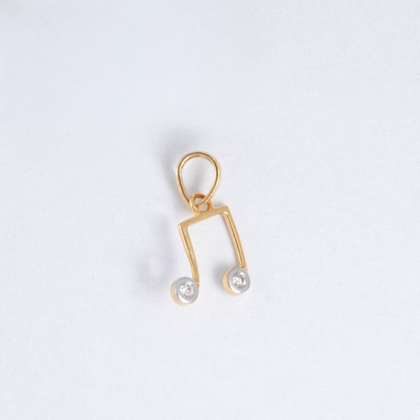 Yellow Gold Music Note 18KT Diamond Pendant
