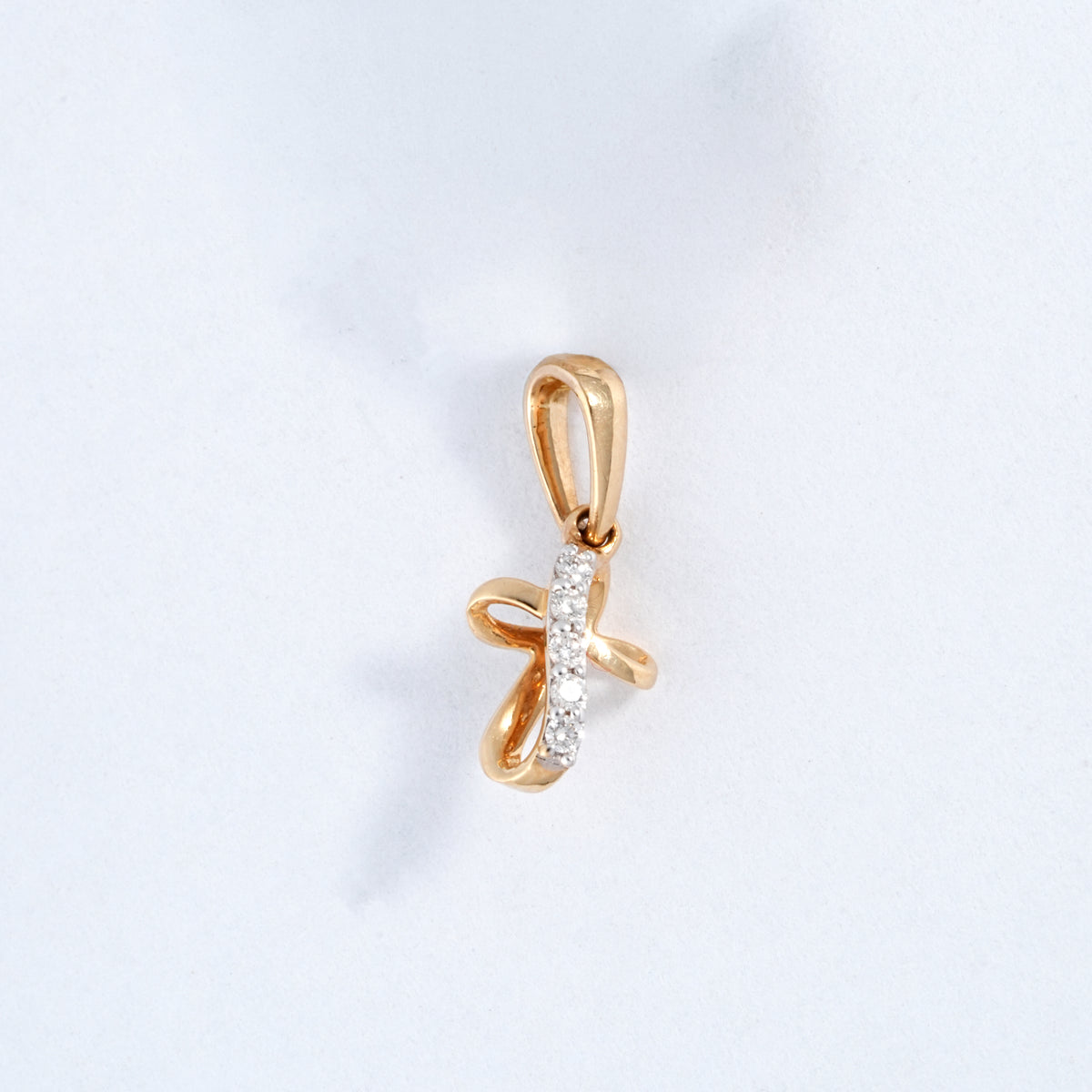 Rose Gold Cross 18KT Diamond Small Pendant