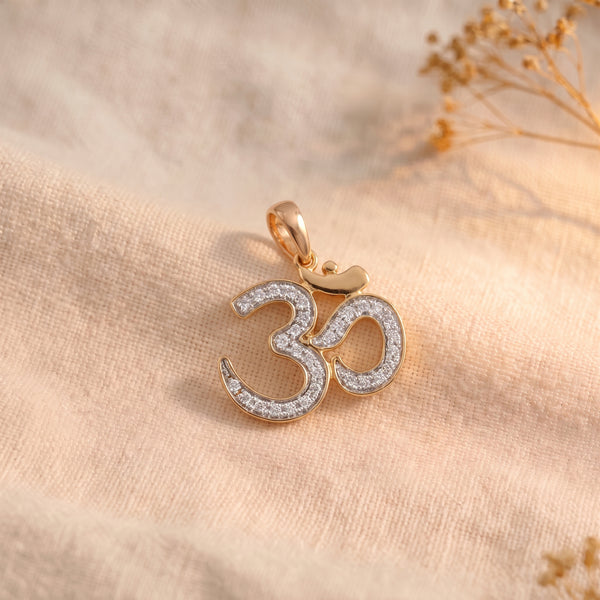 Yellow Gold Om 18KT Diamond Pendant