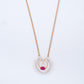 Rose Gold Red Stone 18KT Diamond Necklace