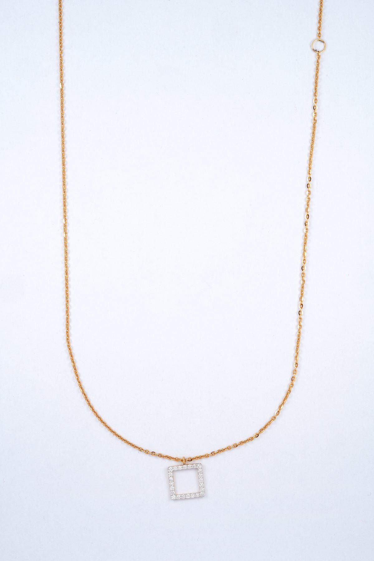 Yellow Gold Open Square 18KT Diamond Pendant