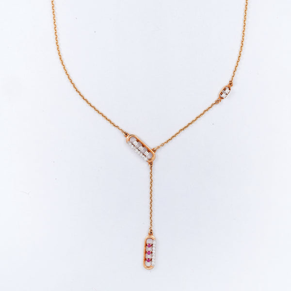 Rose Gold Drop 18KT Diamond Y Necklace