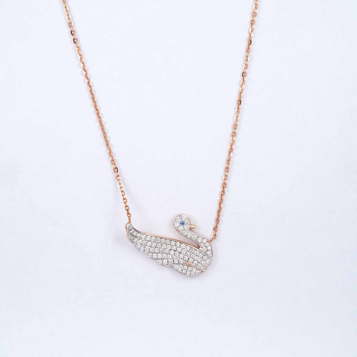 Rose Gold Swan 18KT Diamond Pendant