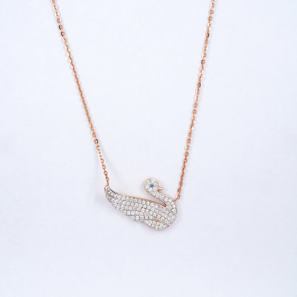 Rose Gold Swan 18KT Diamond Pendant