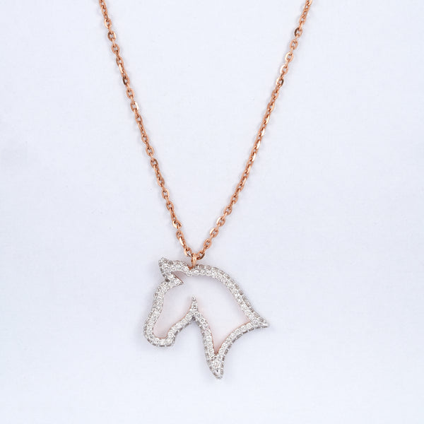 Rose Gold Horse Head 18KT Diamond Necklace