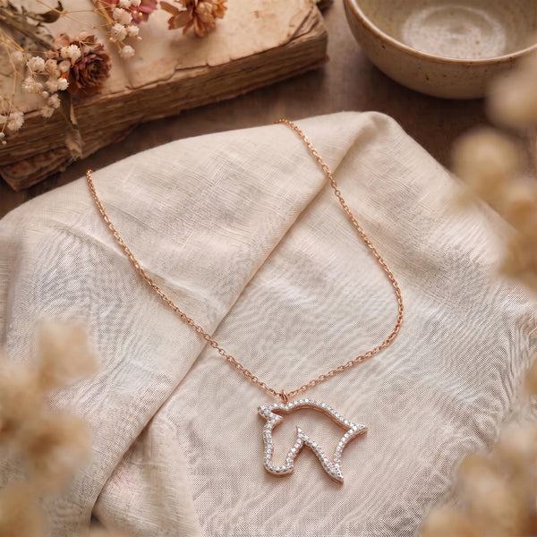 Rose Gold Horse Head 18KT Diamond Necklace