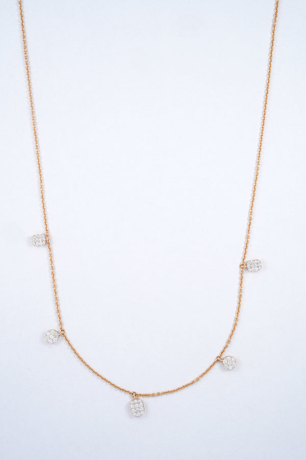 Diamond Cluster Station 18KT Necklace