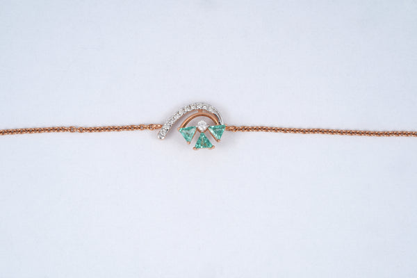 Green Gemstone Rainbow Diamond 18KT Bracelet